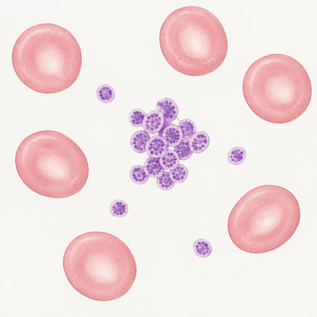 Microscope image: Platelet clumps